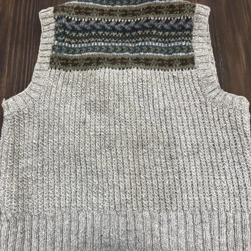 Lost Horizons 100% Wool Vest Gray Fair Isle Nepal Mens Large Outdoor